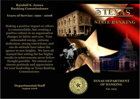 Plaque given to Randall S. James in 2008. Click to view full size.